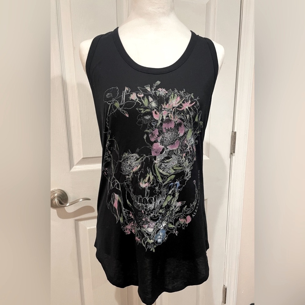 Alexander McQueen Floral Skull Black Tank Top